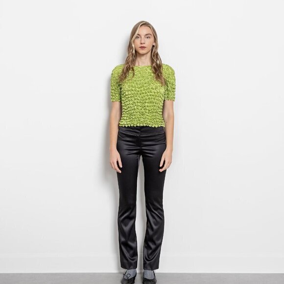 PURE Alfred Sung straiight leg pant W32 Black Satin Dressy - Picture 1 of 6